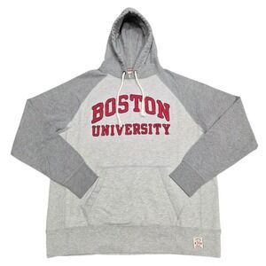 Vintage 1990s Boston University Banner 47 Hoodie Sweatshirt Size XXL Grey 90's‎